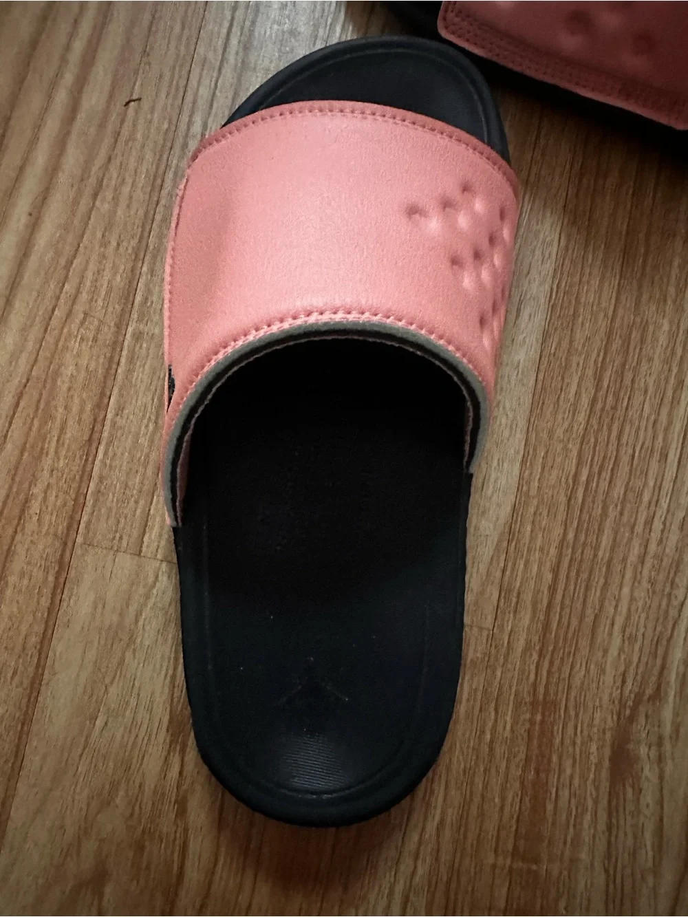 Jordan Peach and Black Slide Sandals